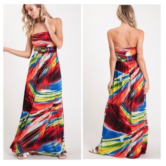 Multi-Color Sleeveless Maxi Dress - Picture 2 of 4